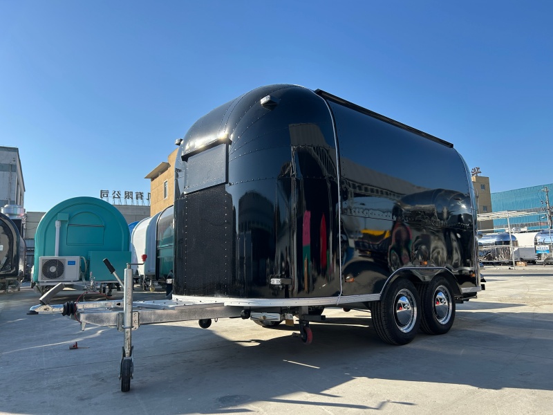 Custom 4M Black Airstream Food Trailer | European Standard Mobile Kitchen Trailer
