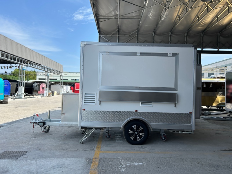 Custom Square Food Trailer | 304 Stainless Steel Kitchen, Sink, Fridge & Range Hood