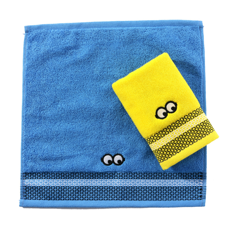 Minions cotton embroidered square towel (F8476)