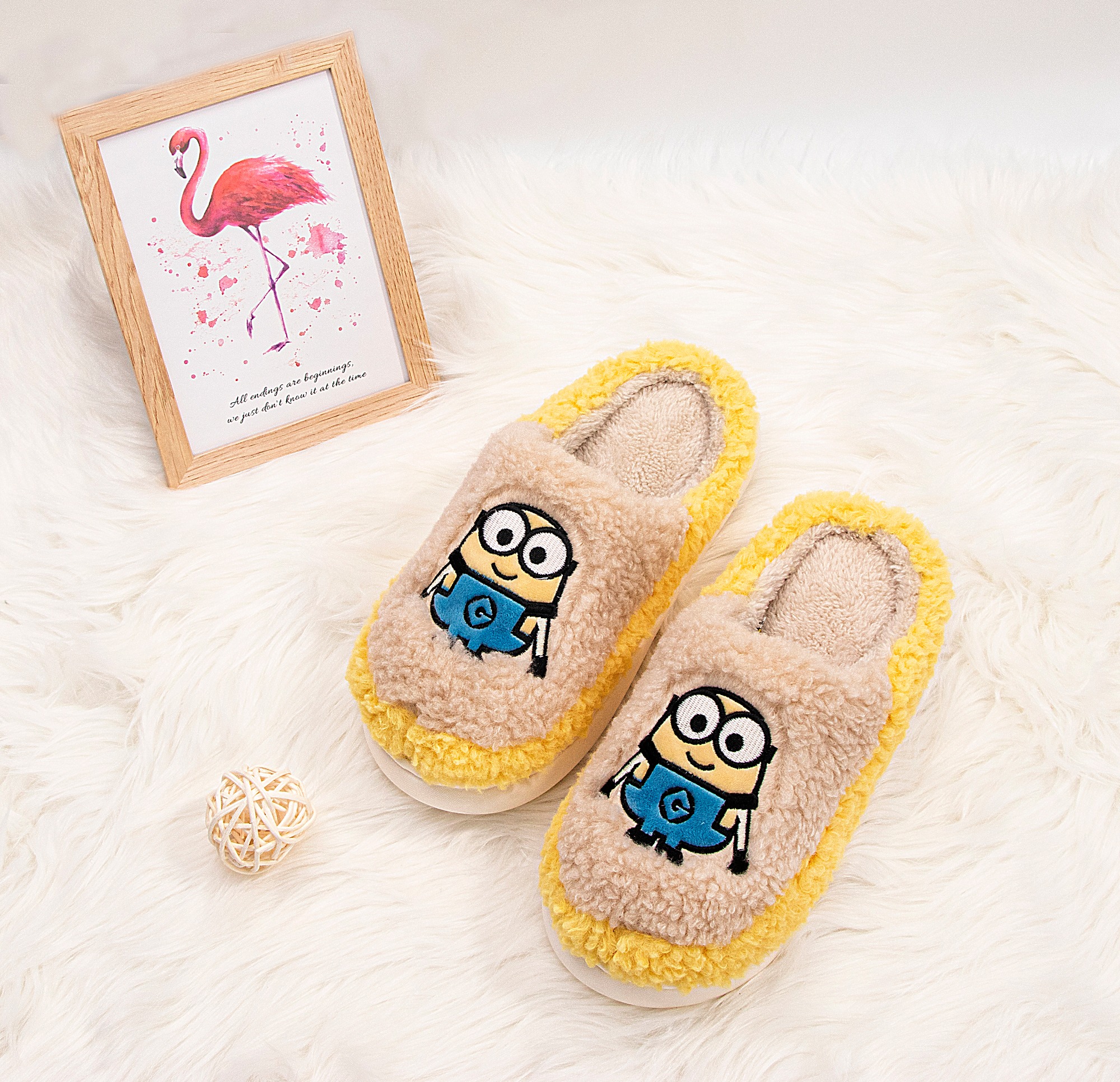 Minions plush cartoon warm cotton slippers L6257