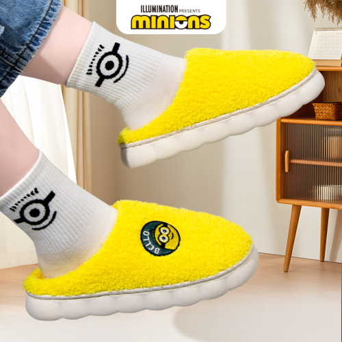 Minions circle mark thickened plush cotton slippers L6032