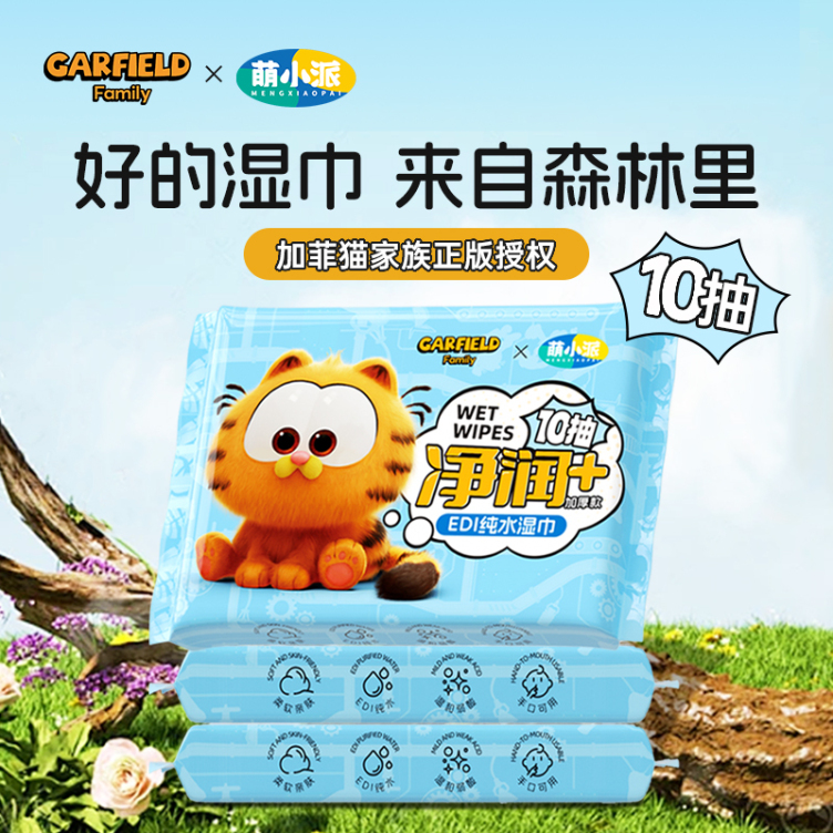 Garfield Pure Water Wet Wipes 10 Sheets (Single Pack)