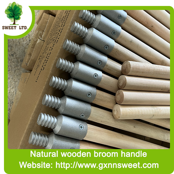 Rubbermaid Commercial Products Lacquered Wood Handle With Threaded Metal Tip Natural