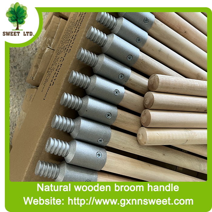 Rubbermaid Commercial Products Lacquered Wood Handle With Threaded Metal Tip Natural