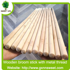 Metal threaded Natural Wooden Stick for Broom or Brush