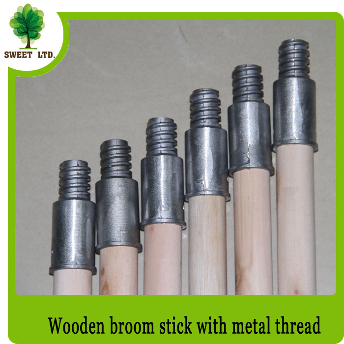 Metal threaded Natural Wooden Stick for Broom or Brush