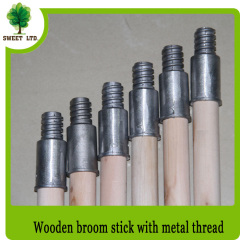 Metal threaded Natural Wooden Stick for Broom or Brush
