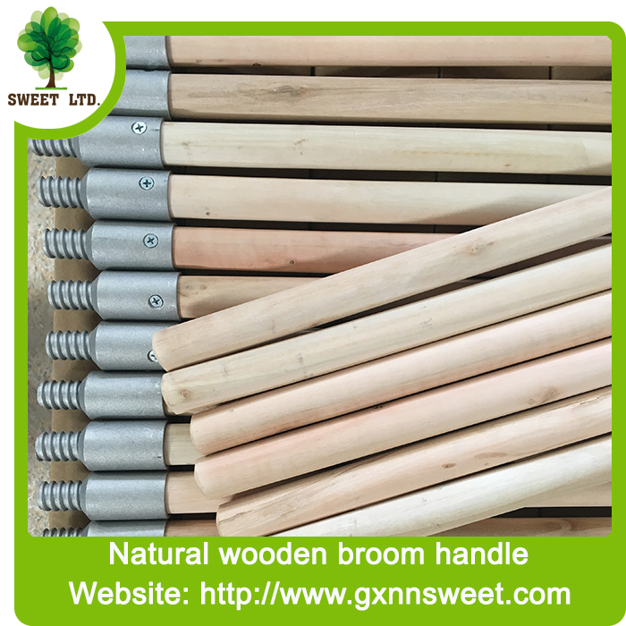 Rubbermaid Commercial Products Lacquered Wood Handle With Threaded Metal Tip Natural