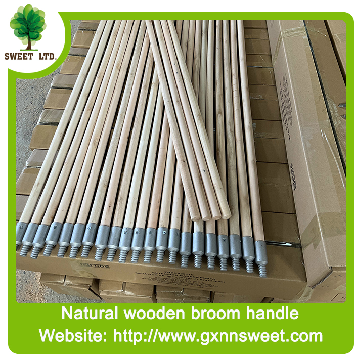 Rubbermaid Commercial Products Lacquered Wood Handle With Threaded Metal Tip Natural