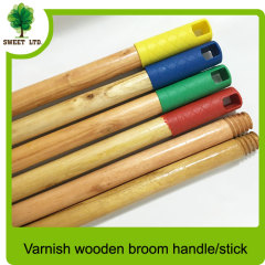 Chines factory varnished wooden broom stick with Italian thread