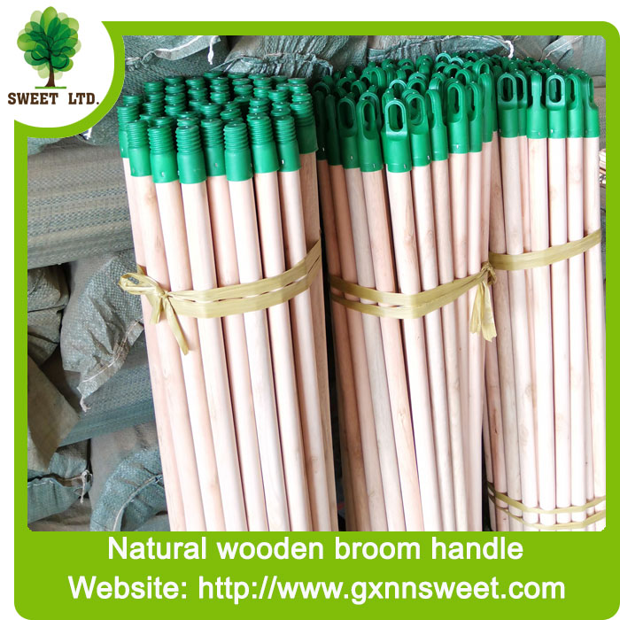 Plastic threaded Natural Wooden Brush Handle Broom Stick