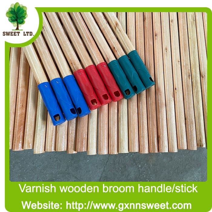 Wooden broom handle from China plastic broom han less than 1 dollar varnished eucalyptus broom wood