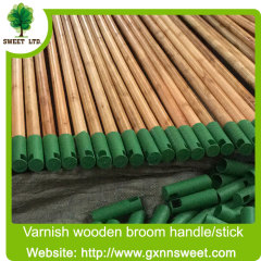 Chines factory varnished wooden broom stick with Italian thread