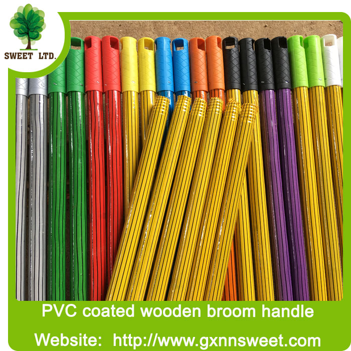 Stripe design 2.2x120cm PVC coated Wooden broomstick