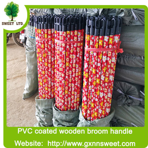 Sweet factory Flower design 2.2x120cm PVC coated Wooden broomstick