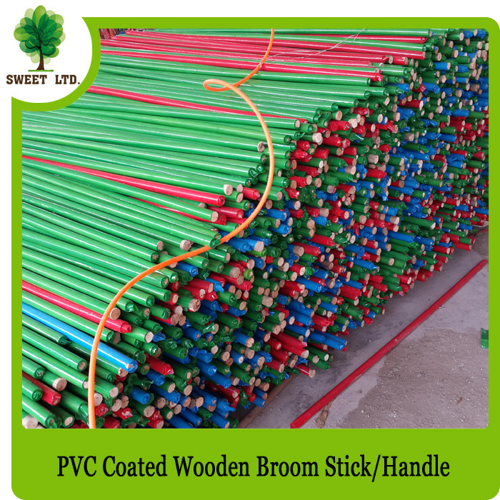 red/green/blue color 2.2x120cm PVC coated Wooden broomstick