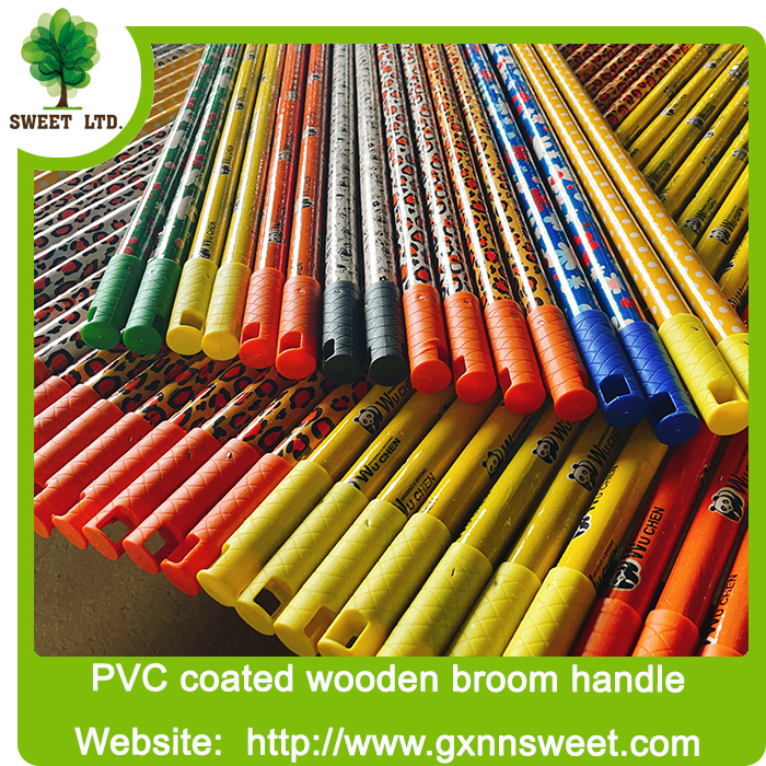 Eucalyptus Italian thread plastic hanger PVC coated handles Broom wooden Stick handles broom stick wooden handles