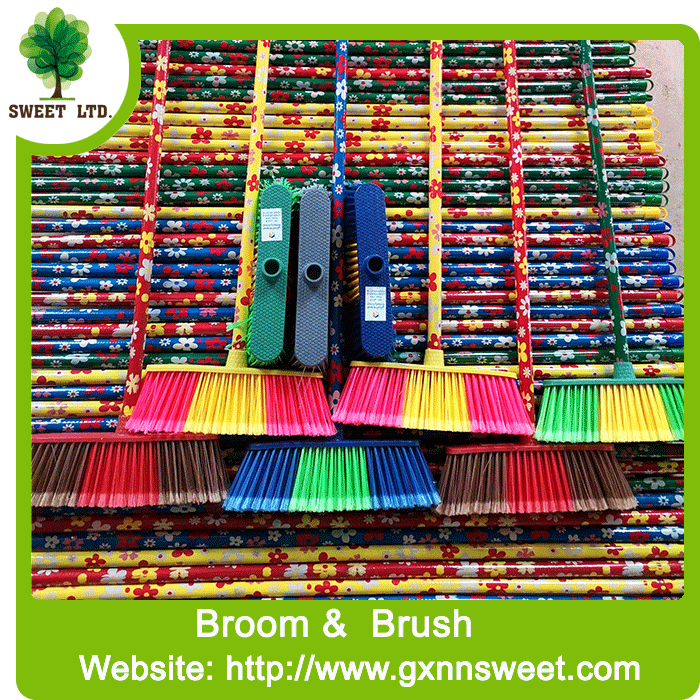 soft plastic broom with wooden stick