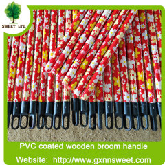 Sweet factory Flower design 2.2x120cm PVC coated Wooden broomstick