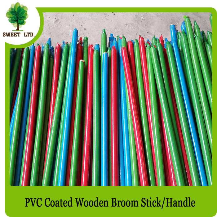 red/green/blue color 2.2x120cm PVC coated Wooden broomstick