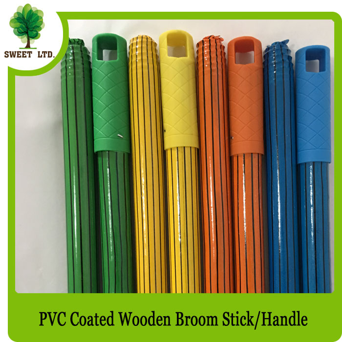 Stripe design 2.2x120cm PVC coated Wooden broomstick