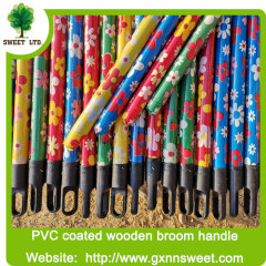 Hot selling 100% solid wood Italian PVC coated broom handle export to India Japan Turkey market