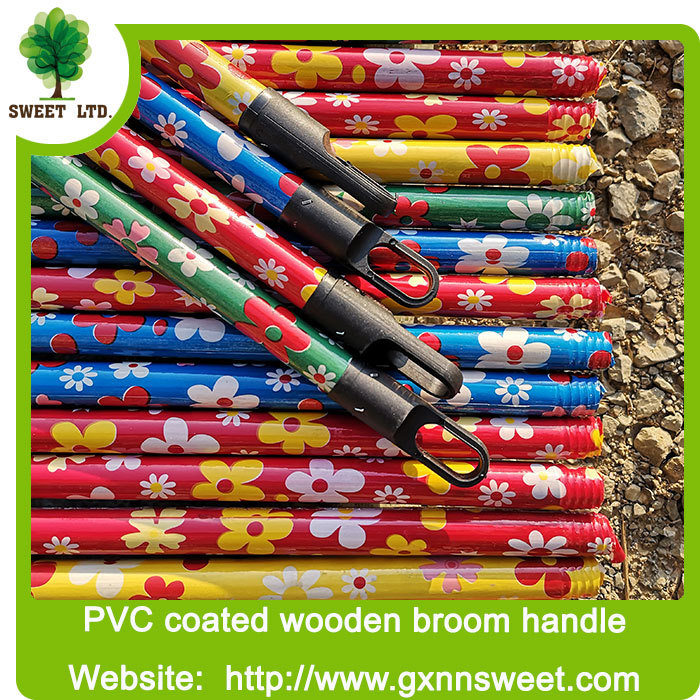 Hot selling 100% solid wood Italian PVC coated broom handle export to India Japan Turkey market