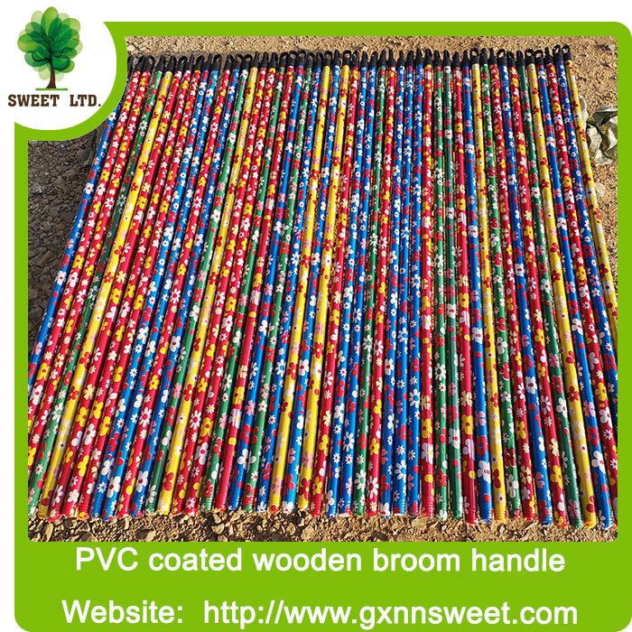 Hot selling 100% solid wood Italian PVC coated broom handle export to India Japan Turkey market