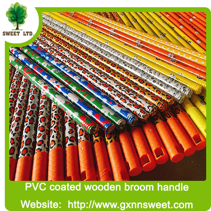pvc coated wooden broom, wooden broom stick