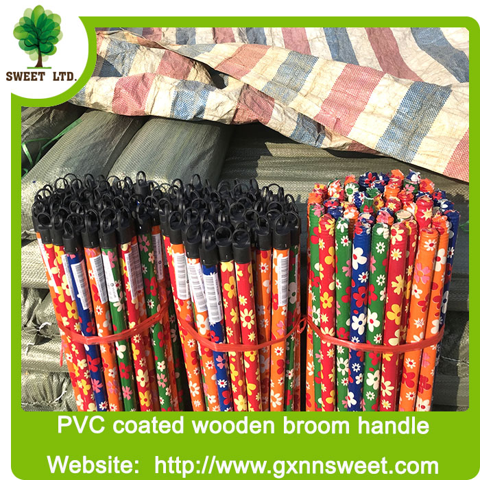 pvc coated wooden broom, wooden broom stick