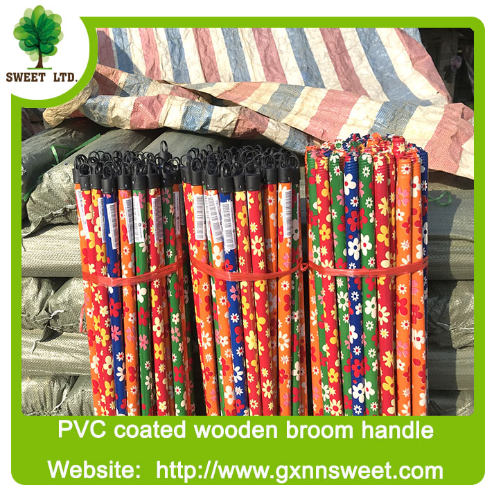 pvc coated wooden broom, wooden broom stick
