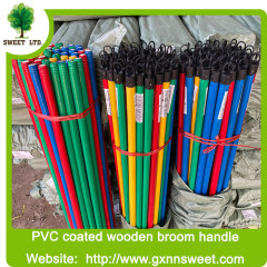 Factory cheap price broom handle wood pvc coated mop handle WOODEN BROOM HANDLE