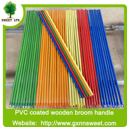 Factory cheap price broom handle wood pvc coated mop handle WOODEN BROOM HANDLE