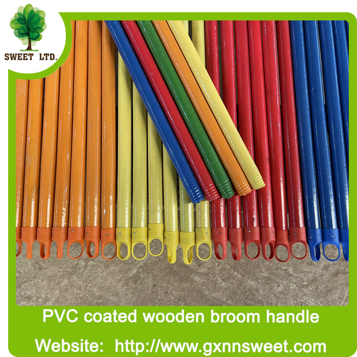 Factory cheap price broom handle wood pvc coated mop handle WOODEN BROOM HANDLE
