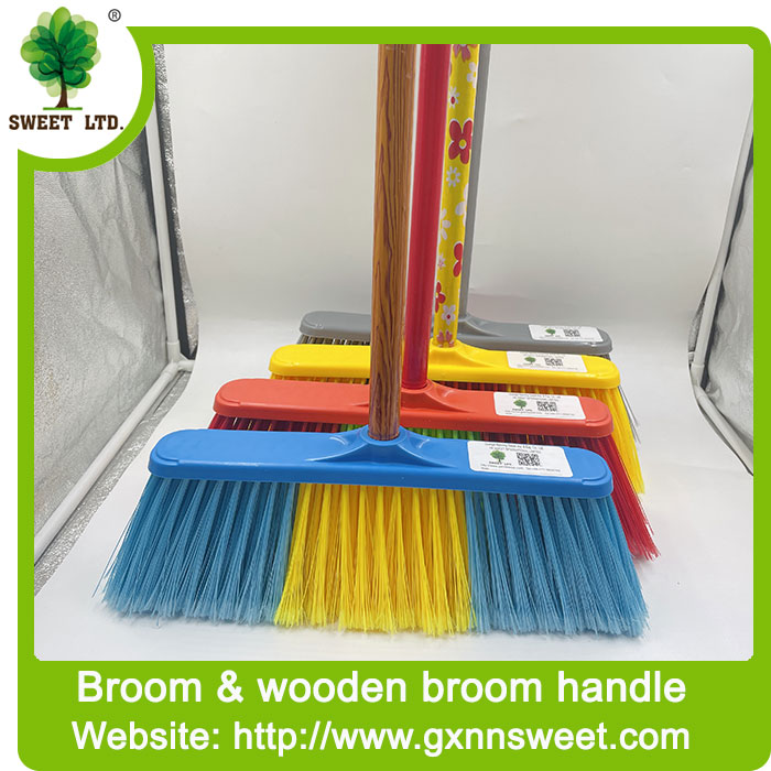 soft broom with wooden handle