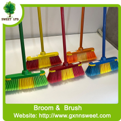 Home Floor Cleaning Escobas Plastic Soft Broom with Wood Handle in Dustpan and Broom Set