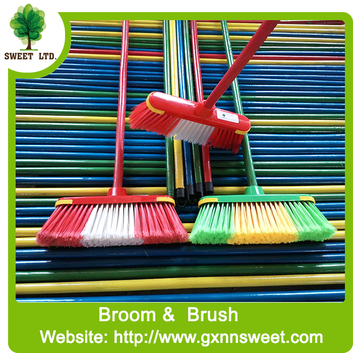 Home Floor Cleaning Escobas Plastic Soft Broom with Wood Handle in Dustpan and Broom Set