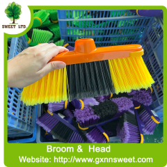Home Floor Cleaning Escobas Plastic Soft Broom with Wood Handle in Dustpan and Broom Set