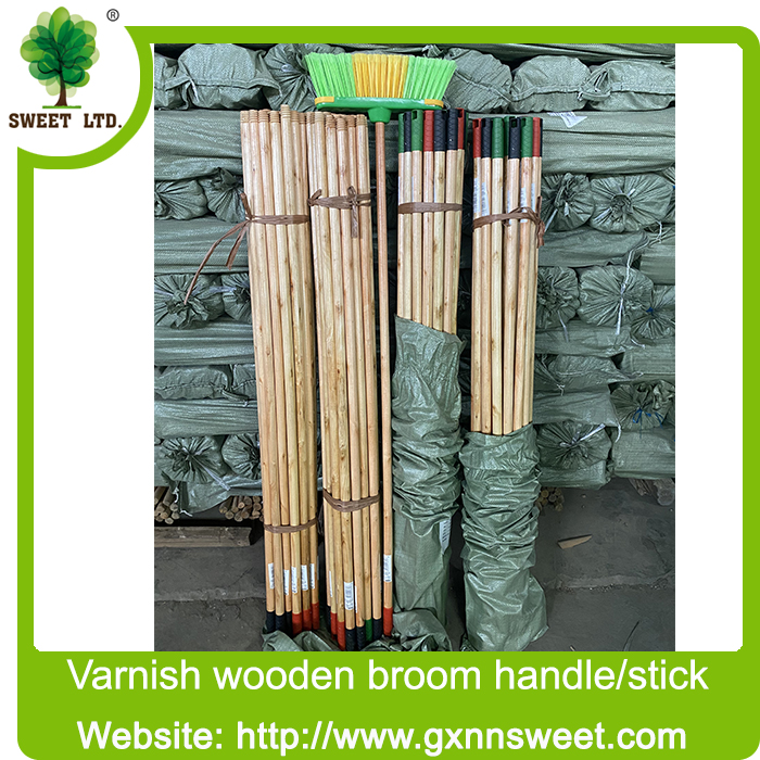 Price 120cm Eucalyptus Wood Natural Varnished PVC Wood Broom Stick Long Handle Mop Stick to Sweeping