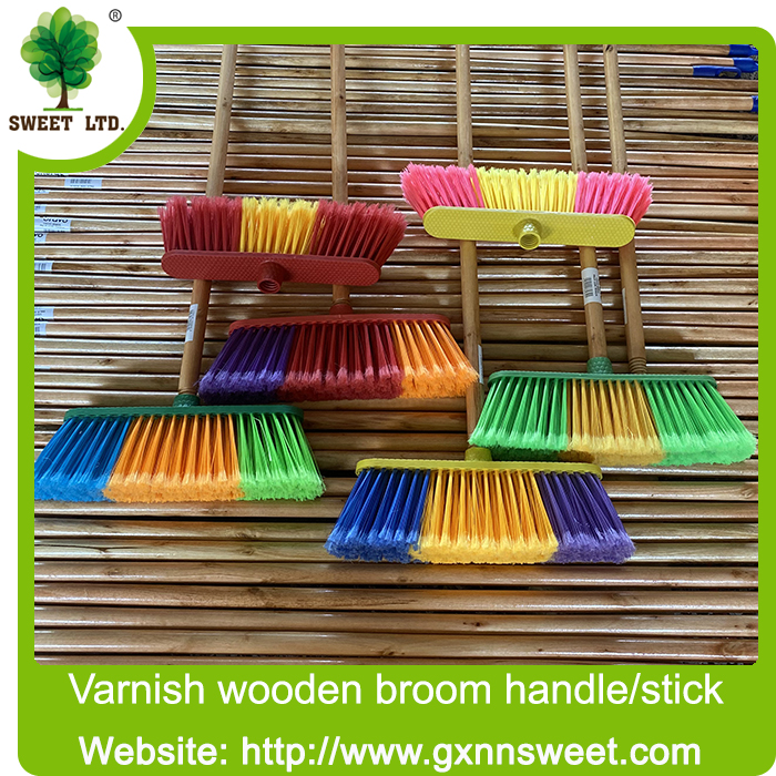 Price 120cm Eucalyptus Wood Natural Varnished PVC Wood Broom Stick Long Handle Mop Stick to Sweeping