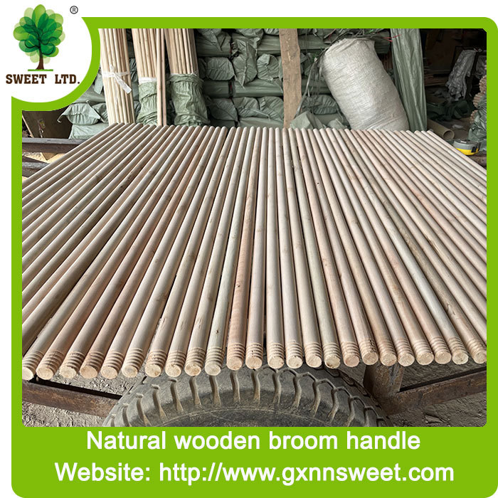Hot Sale Natural Thick Wooden Broom Handle for Broomstick With Italian Thread