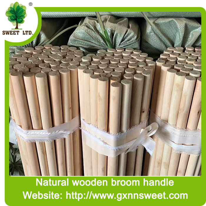 Hot Sale Natural Thick Wooden Broom Handle for Broomstick With Italian Thread