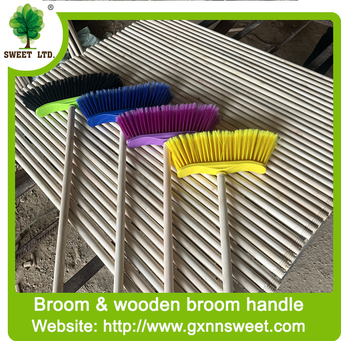 Cleaning sweep Plastic soft brom with wooden handle for wholesale