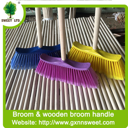Cleaning sweep Plastic soft brom with wooden handle for wholesale