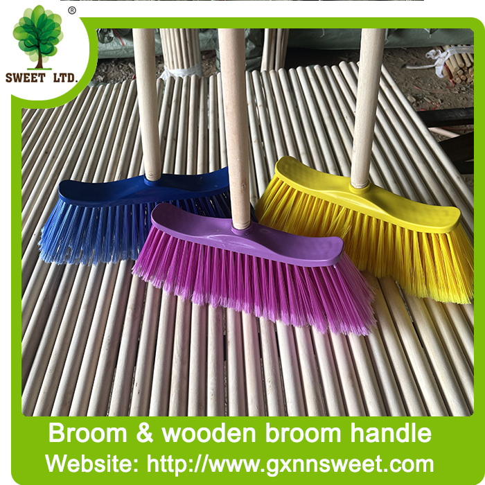 Cleaning sweep Plastic soft brom with wooden handle for wholesale