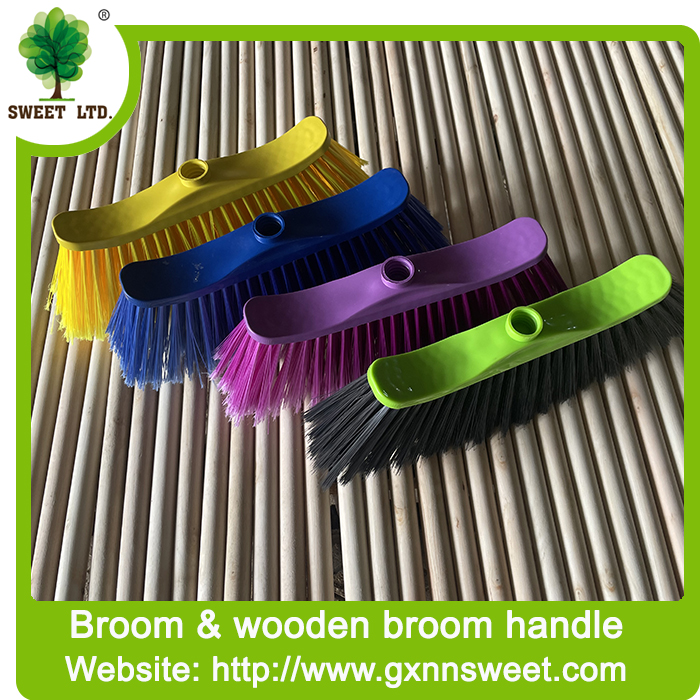 Cleaning sweep Plastic soft brom with wooden handle for wholesale