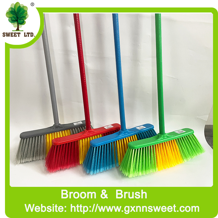 soft plastic broom with wooden stick