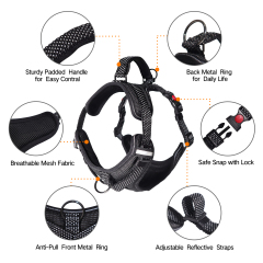 Reflective Dog Harness No Pull Adjustable Pet Harness Front Clip Heavy Duty Safe Dog Vest Soft Easy Control Harness for Small Medium Large Dogs