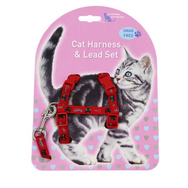 Cat Harness and Leash Set, Cats Escape Proof - Adjustable Kitten Harness for Large Small Cats, Lightweight Soft Walking Travel Pet Safe Harness