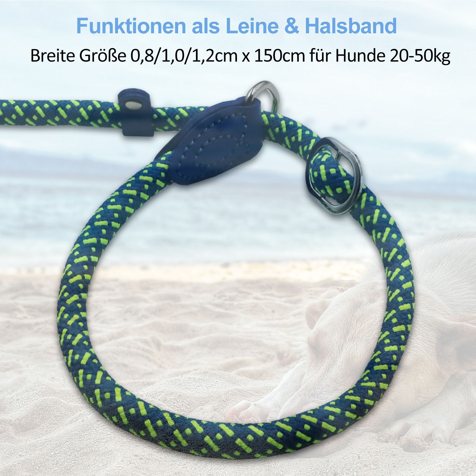 Durable Slip Lead Dog Leash, 1.5m Heavy Duty Dog Loop Leash, Comfortable Strong Rope Slip Leash for Large, Medium Dogs, No Pull Pet Training Leash